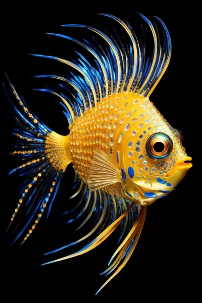 《百萬施華洛世奇鉆石裝點下的黃藍魚肖像攝影》