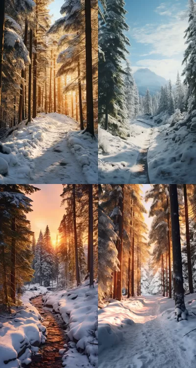雪域林間尋徑，山巒美景盡收眼底