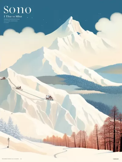 冬日繪境：Tatsuro Kiuchi風格描繪的雪山世界