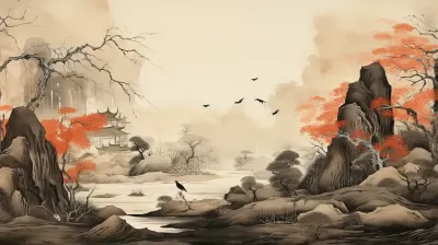 北方山水：齊白石筆下云樹飛禽，如夢似幻的建筑景觀