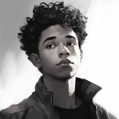 黑白插畫(huà)：18歲混血少年英雄