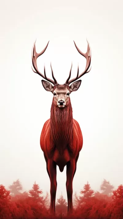 白底自然主義風(fēng)格的4K鹿形黑白簡(jiǎn)約插畫(huà)