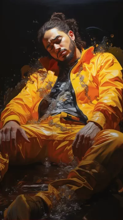 Post Malone在地板上嘔吐，輕松自如，誰放的Commodores藝術橙色/黃色？