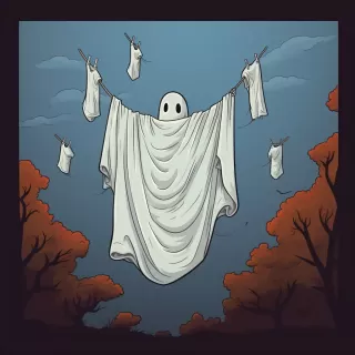 鬼影洗衣房：卡通风格的恐怖鬼魂，无背景图片
