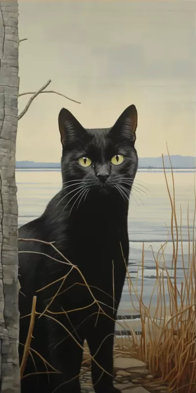貓的肖像：Alex Colville，原始風格，1:2比例