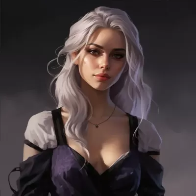 一位擁有白色馬尾辮的女性精靈