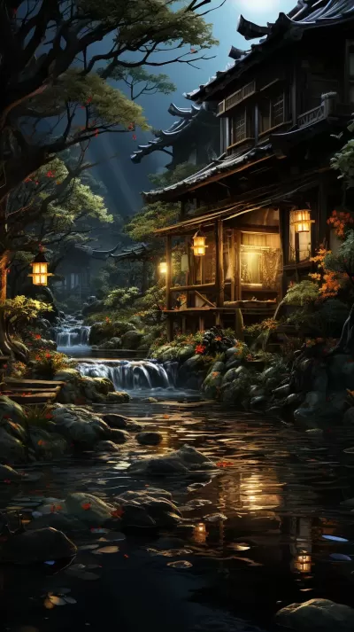 一個夜晚的日本家庭場景