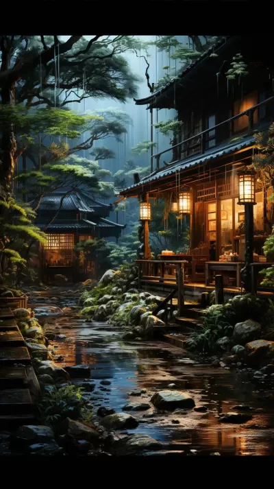 一個夜晚的日本家庭場景