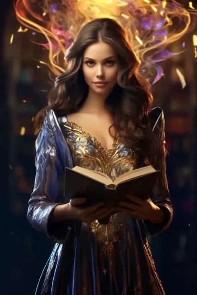 一位年輕的女性身著魔法學(xué)院風(fēng)格的服飾