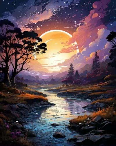 皮克斯卡通風格的動畫描繪充滿活力的夜晚天空