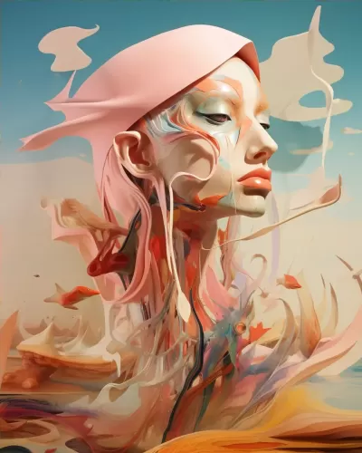 立體派生物漫游透明有機漂浮景觀