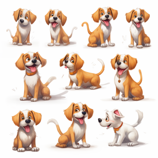 《小狗冒险记：童趣插画，百变姿态，百分百纯白背景，引人入胜的故事》