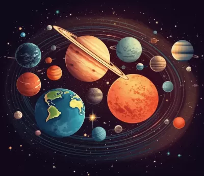 宇宙行星館：絢麗明亮、逼真細膩的色彩與陰影。