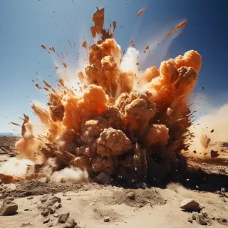 超真实感V型地面爆炸，35毫米镜头下的战争场景