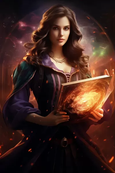 一位年輕的女性身著魔法學(xué)院風(fēng)格的服飾