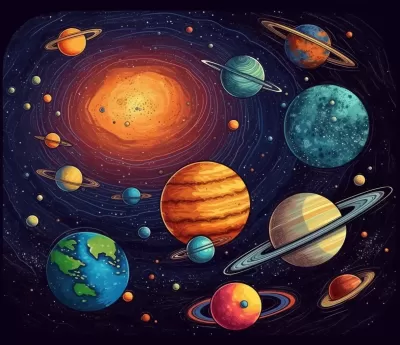 宇宙行星館：絢麗明亮、逼真細膩的色彩與陰影。