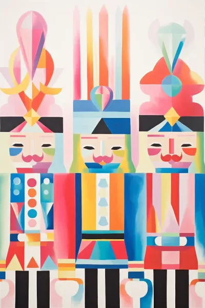 “瑰麗節日之舞，唯美水粉胭脂，悅目背景中的胡桃夾子”