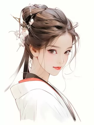 唐风美女肖像画，飘逸长裙与冰肌玉骨