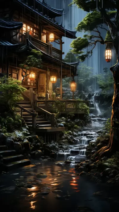 一個夜晚的日本家庭場景