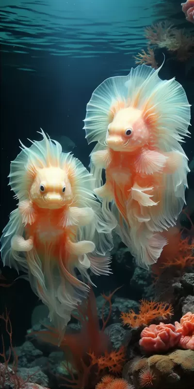 《橙花細節勾勒下，藍紅天幕閃耀月光下的奇幻小貓》