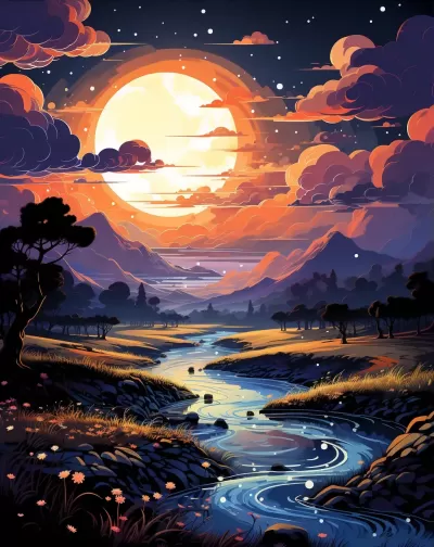 皮克斯卡通風格的動畫描繪充滿活力的夜晚天空