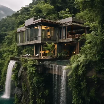 云端瀑布，蔥蘢山居：在300米高的山上，打造現代山林民宿