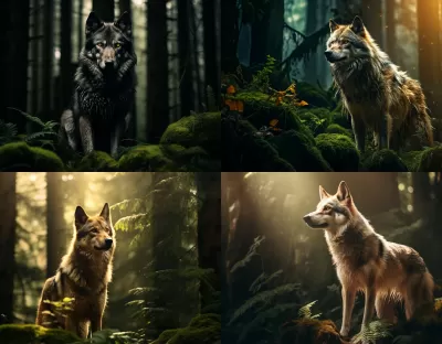 狼犬立于茂密森林，犬影狼心，喚醒內心的野性