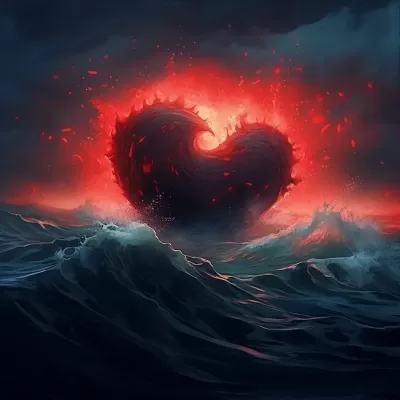 一個紅色心形的波浪