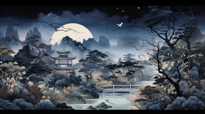 北方山水：齊白石筆下云樹飛禽，如夢似幻的建筑景觀