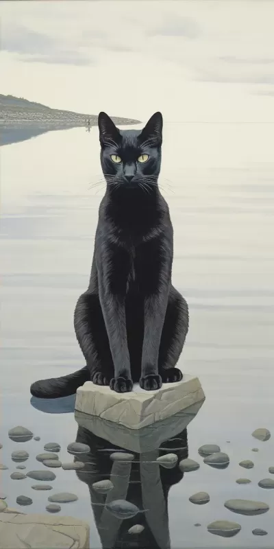 貓的肖像：Alex Colville，原始風格，1:2比例