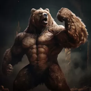 肌肉男巨熊展示臂力，引发观众惊叹
