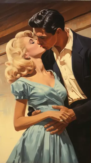 复古情侣接吻插画：吉尔·埃尔弗格伦的怀旧风格