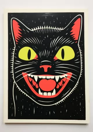 人面黑猫笑：黑白版画的神秘魅力