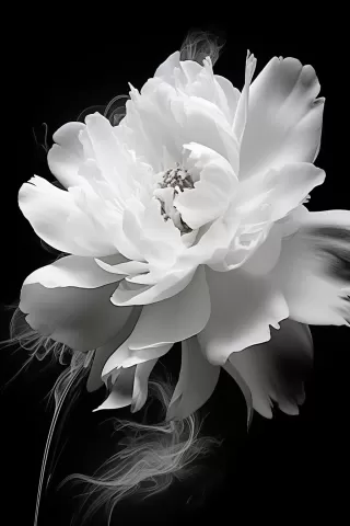 黑白抽象花卉：牡丹的现代艺术表现