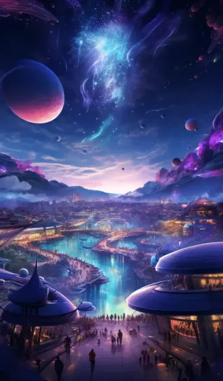 星空下的奇幻市场：8K超高清幻想摄影作品