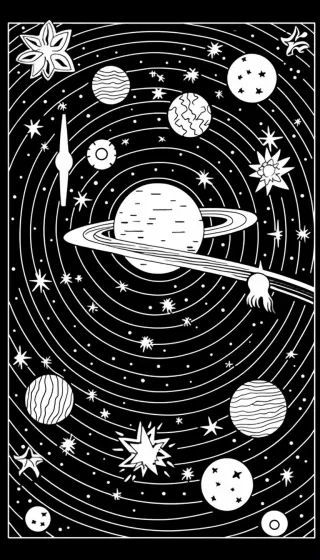星空涂色书：星座与流星，太阳系的艺术创作