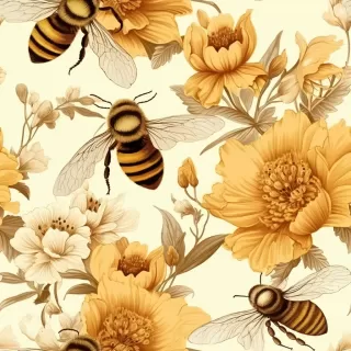 无缝蜂蜜蜂蜡复古图案纸