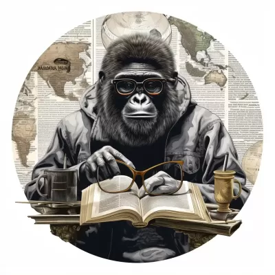 历史巨变：战争与发现，猩猩阅读着书