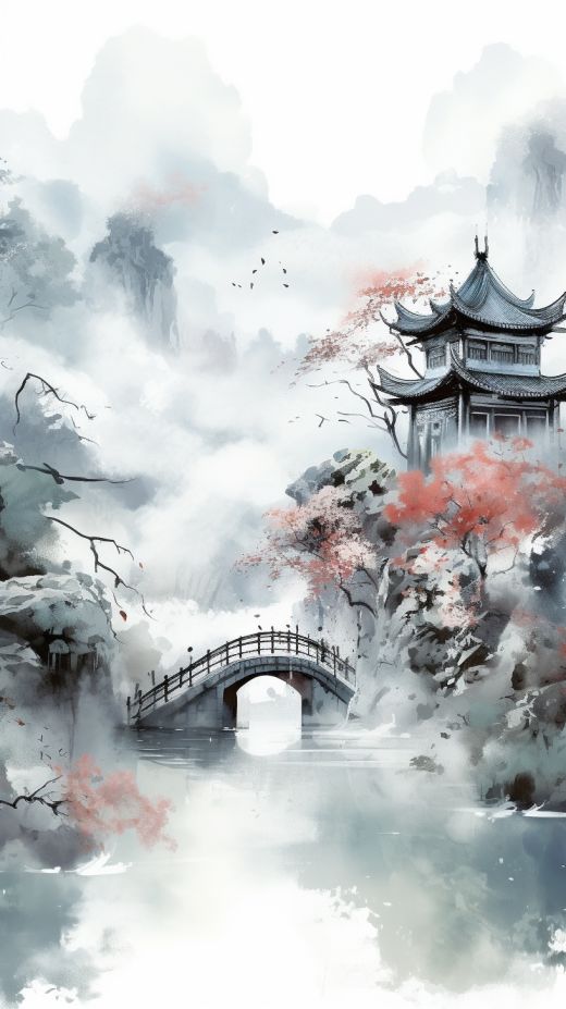 唯美之境，水墨畫風格