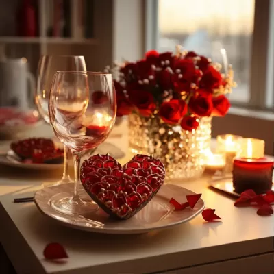 时尚餐厅：红心形盘子搭配鲜花与香槟杯，现代风格250款餐桌设置