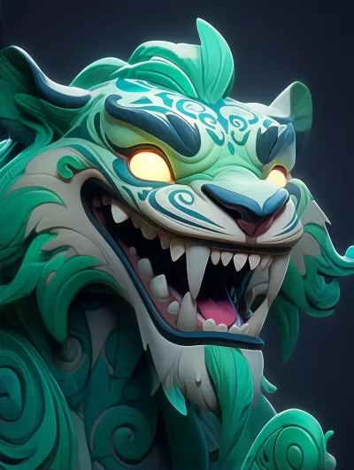 巨大的傻笑虎：卡通風格角色與迪士尼風格的8K動畫
