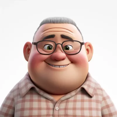 《胖胖的印尼友好大叔：3D皮克斯风格的微笑与眼镜》