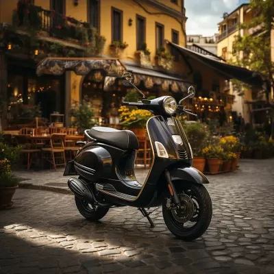 意大利小镇的现代摩托车，佳能拍摄，极简风格与象征主义