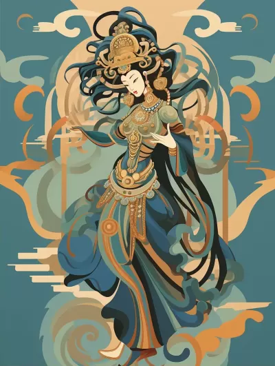 敦煌壁畫中的中國神話人物：色彩圖像風格與粗線表現