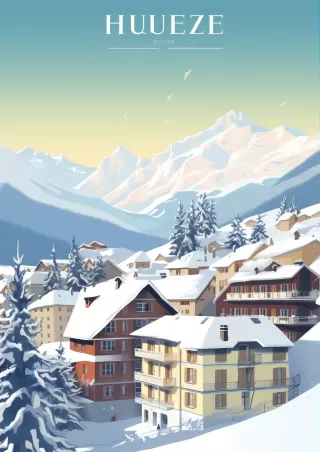 阿尔卑斯山冬季晴日插图：优雅与活力并存