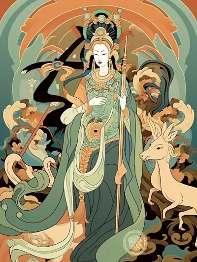 敦煌壁畫中的中國神話人物：色彩圖像風格與粗線表現