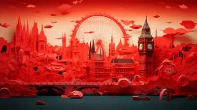 红色伦敦地标：3D艺术中的纸雕折线图与法弗斯色彩爆炸