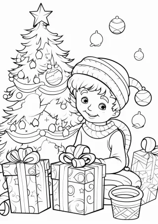 孩子们圣诞礼物开箱，彩绘书页5.2版，宽高比210:297