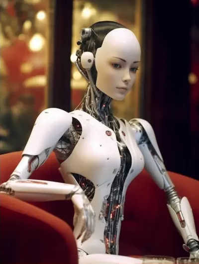 《80年代中国：美丽机器人与人类美女共进晚餐》