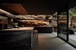 現代石洞式極簡住宅建筑攝影